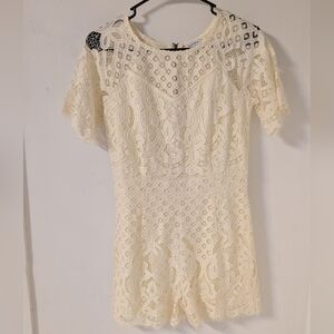 Elegant Cream Lace Romper